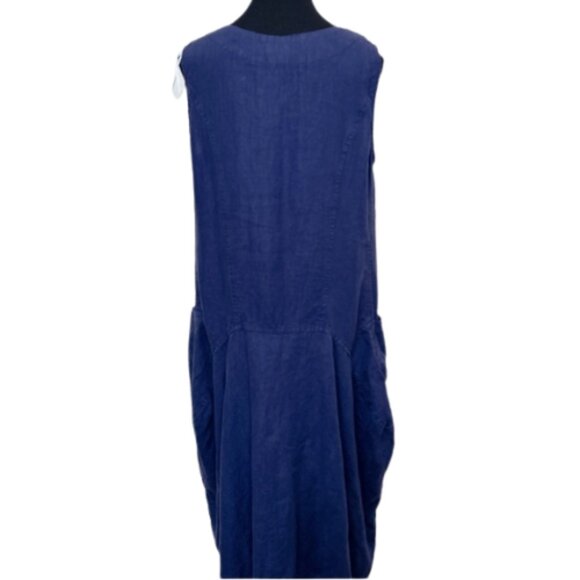 Banana Blue Australia Womens Medium Sleeveless Linen Lagenlook Drop Waist Dress - Picture 3 of 15